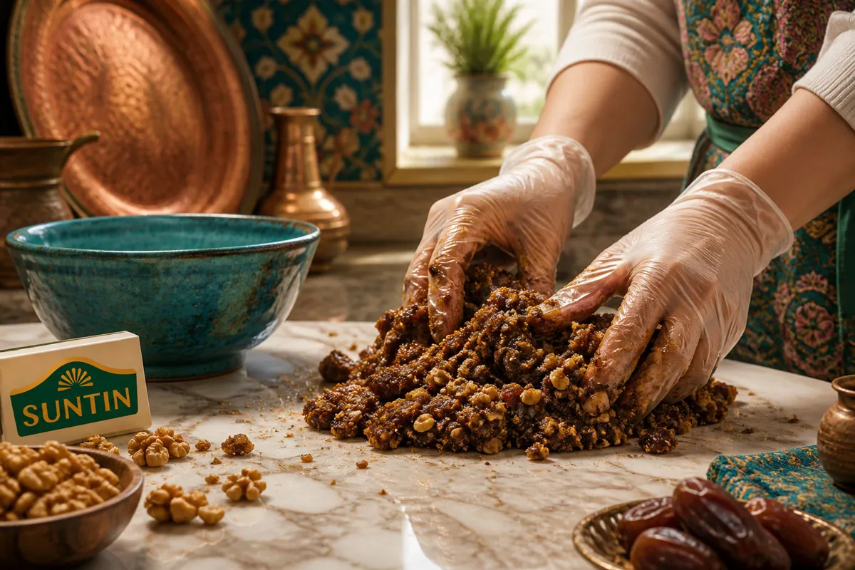 تهیه توپک خرما با خرمای مضافتی سان تین